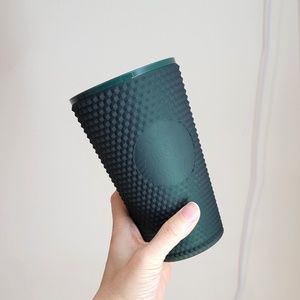 Starbucks Studded Matte Dark Green Jelly Tumbler 16 oz Grande CUP ONLY